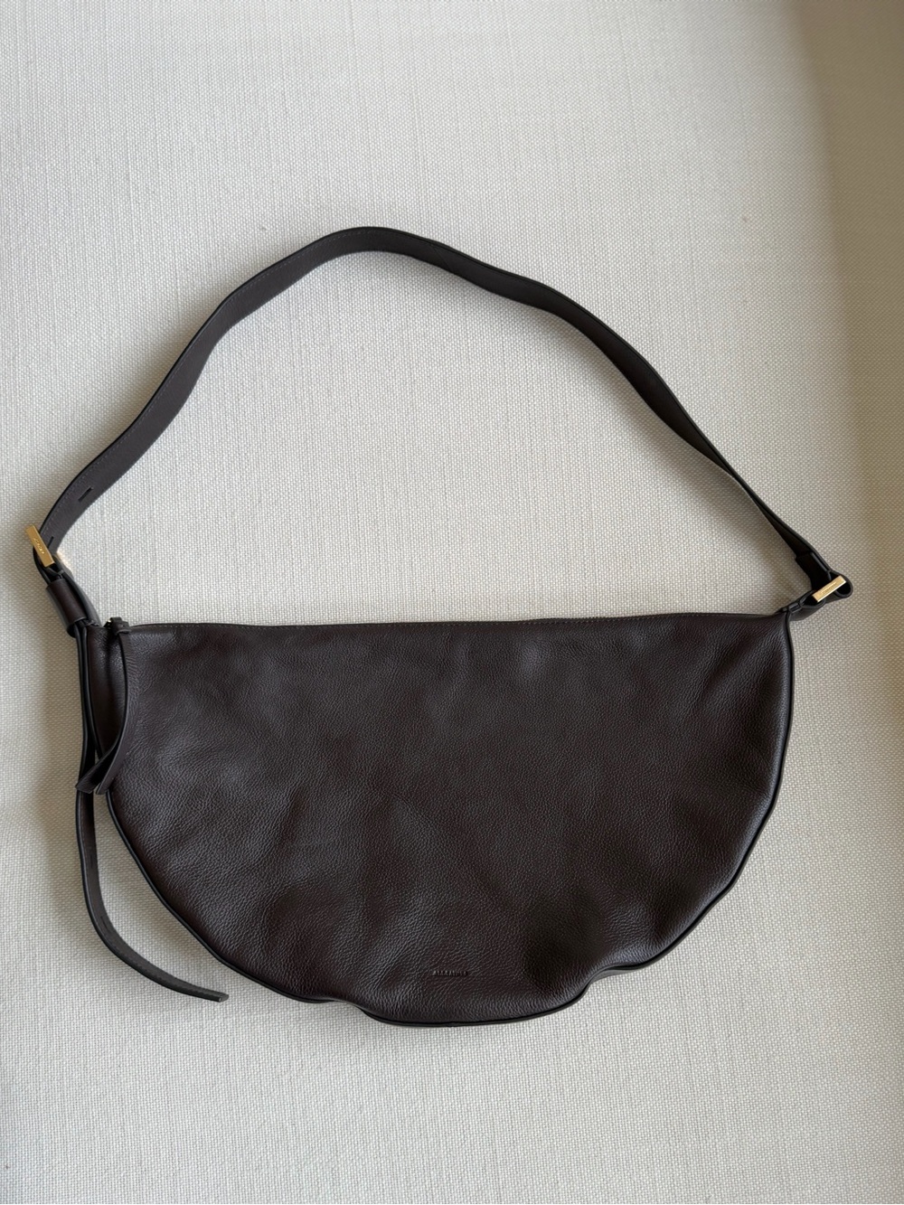 AllSaints Half Moon Pebbled Bitter Brown Leather Shoulder Crossbody Bag